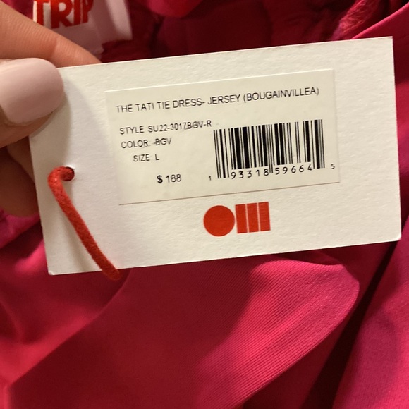 Solid & Striped | The Tati Tie Halter Midi Dress In BOUGAINVILLEA Size L NEW - Picture 5 of 7